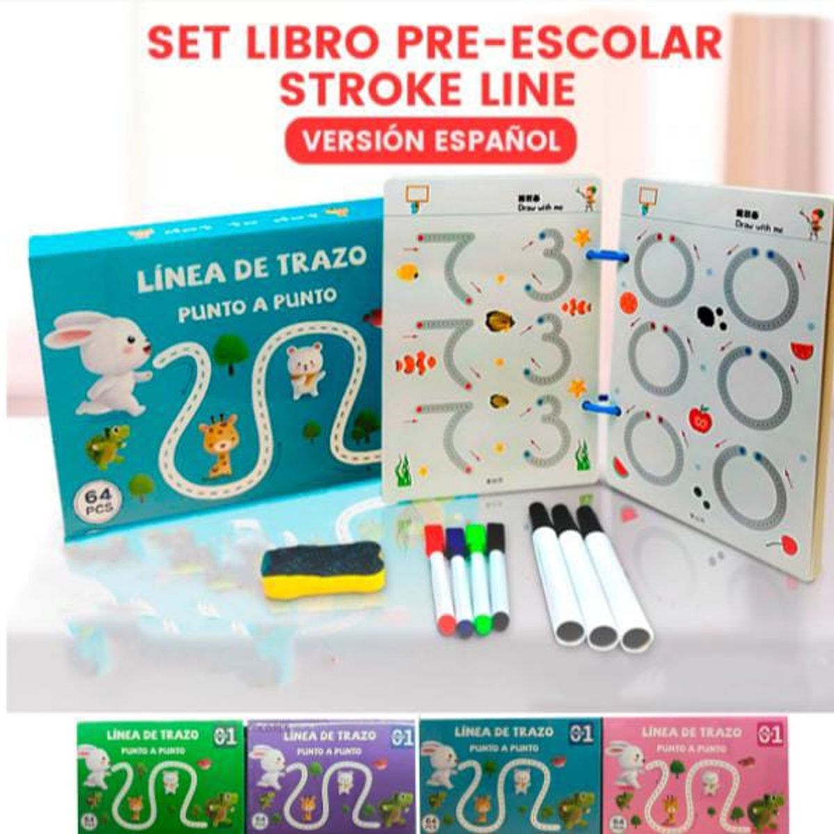 GENERICO - Cuaderno Para Niños Pequeños Con Bolígrafo Borrable Y Goma D