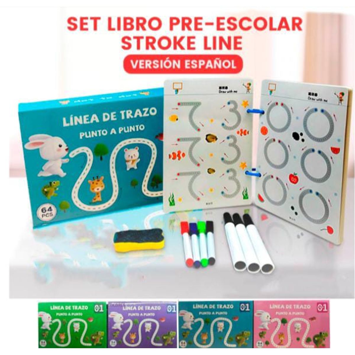 GENERICO - Cuaderno Para Niños Pequeños Con Bolígrafo Borrable Y Goma D