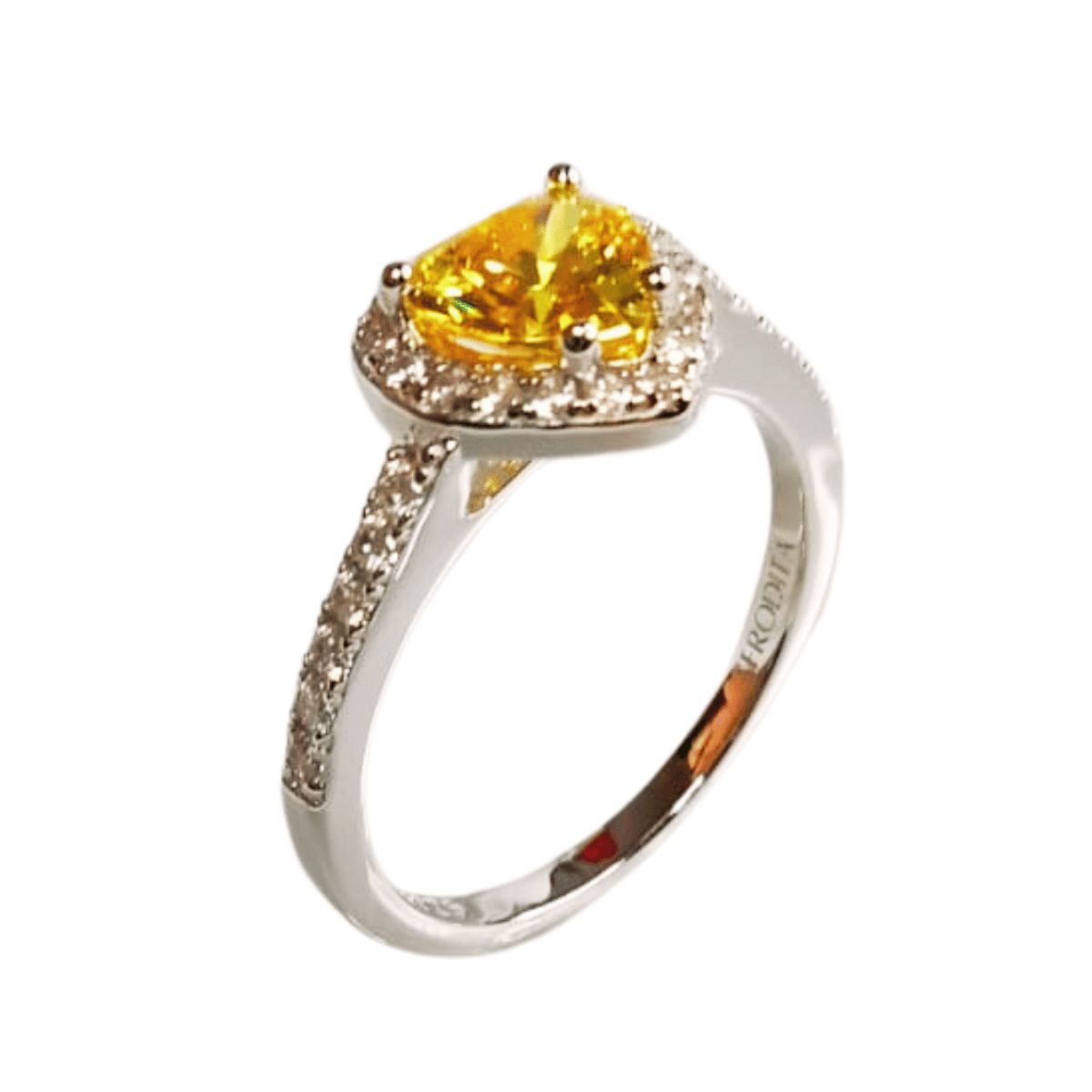 AFRODITA - Anillo de Compromiso Afrodita 614 Ámbar Plata Maciza Bañado en Oro Blanco