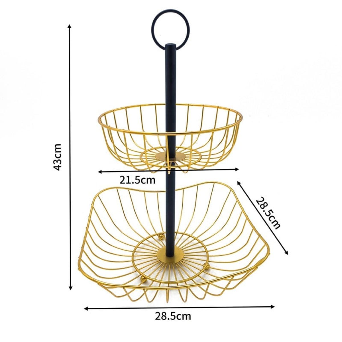GENERICO - Cestas para frutas y verduras organizador de 2 Niveles dorado