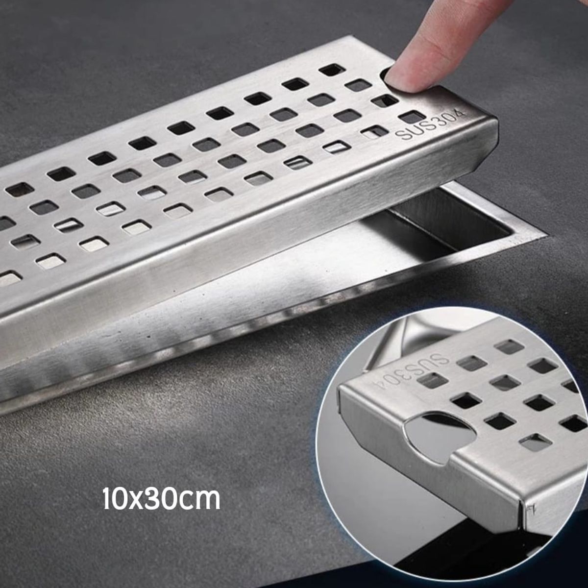 GENERICO - Sumidero Drenaje lineal 10x30cm de acero inoxidable 304