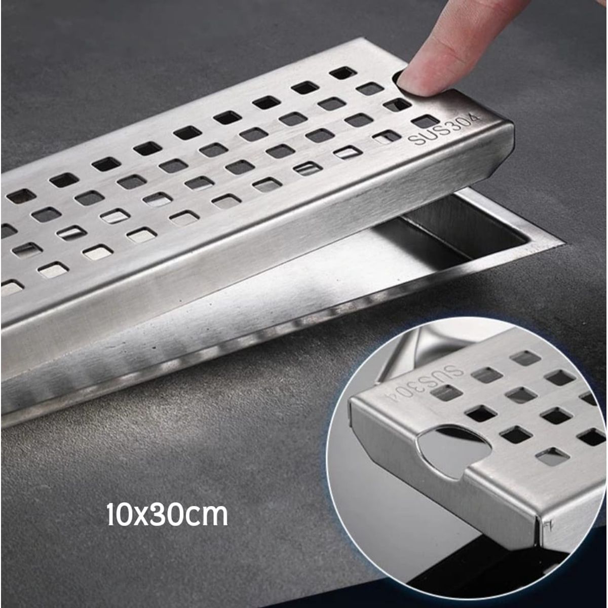 GENERICO - Sumidero Drenaje lineal 10x30cm de acero inoxidable 304
