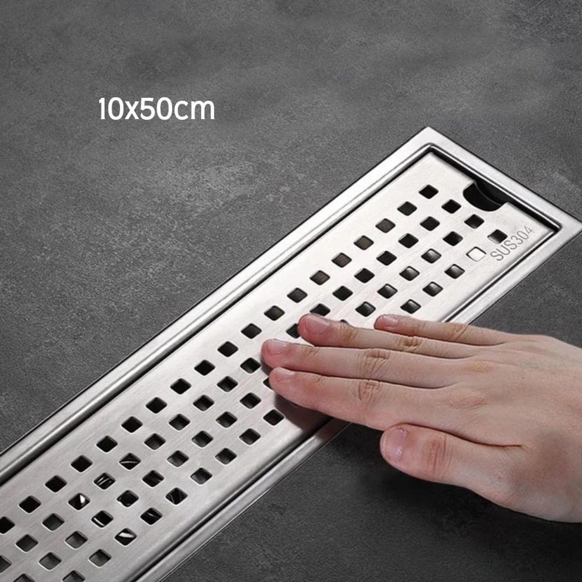 GENERICO - Sumidero Drenaje lineal 10x50cm de acero inoxidable 304