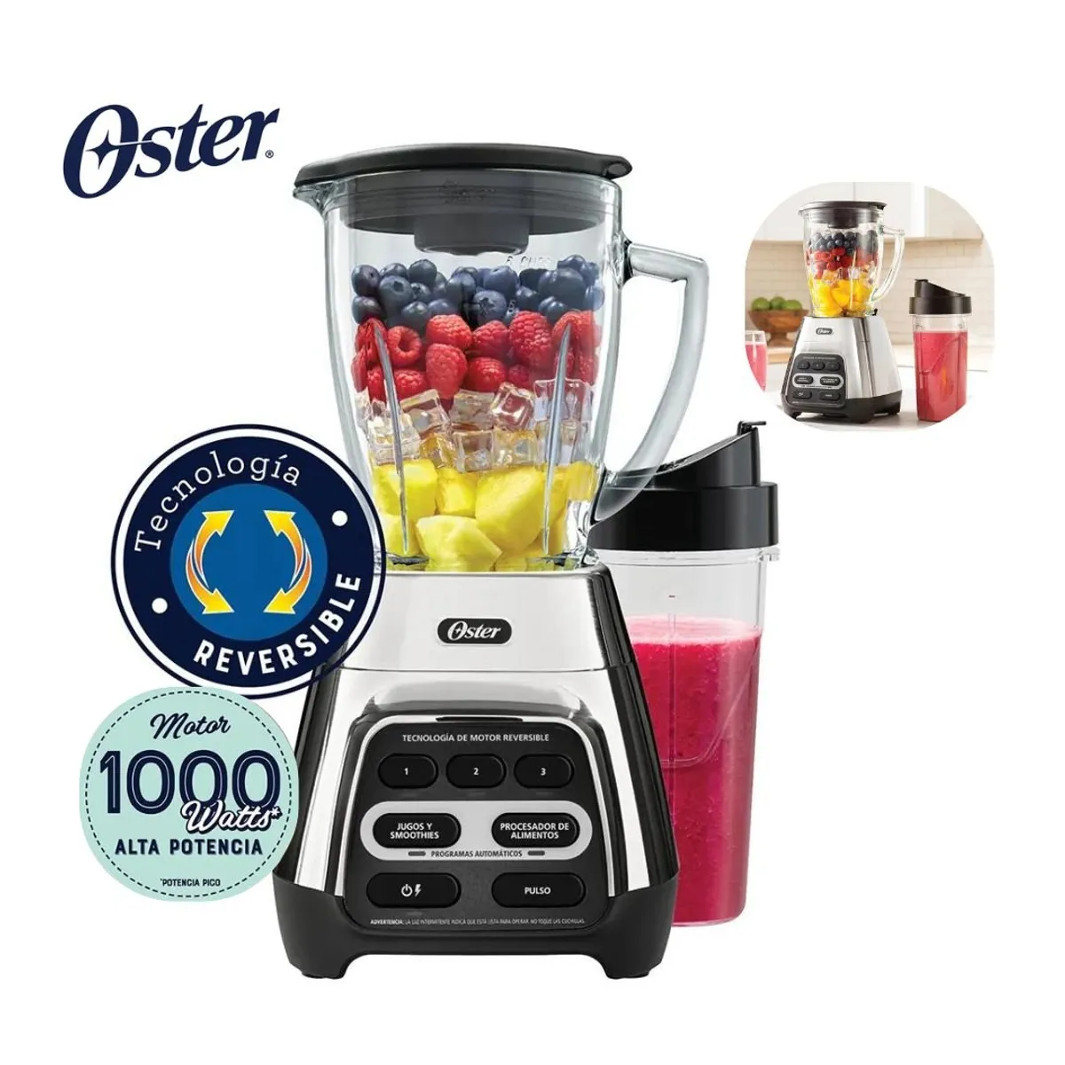 OSTER - Licuadora Reversible Oster BLSTPYG1311NBG con vaso Blend N Go