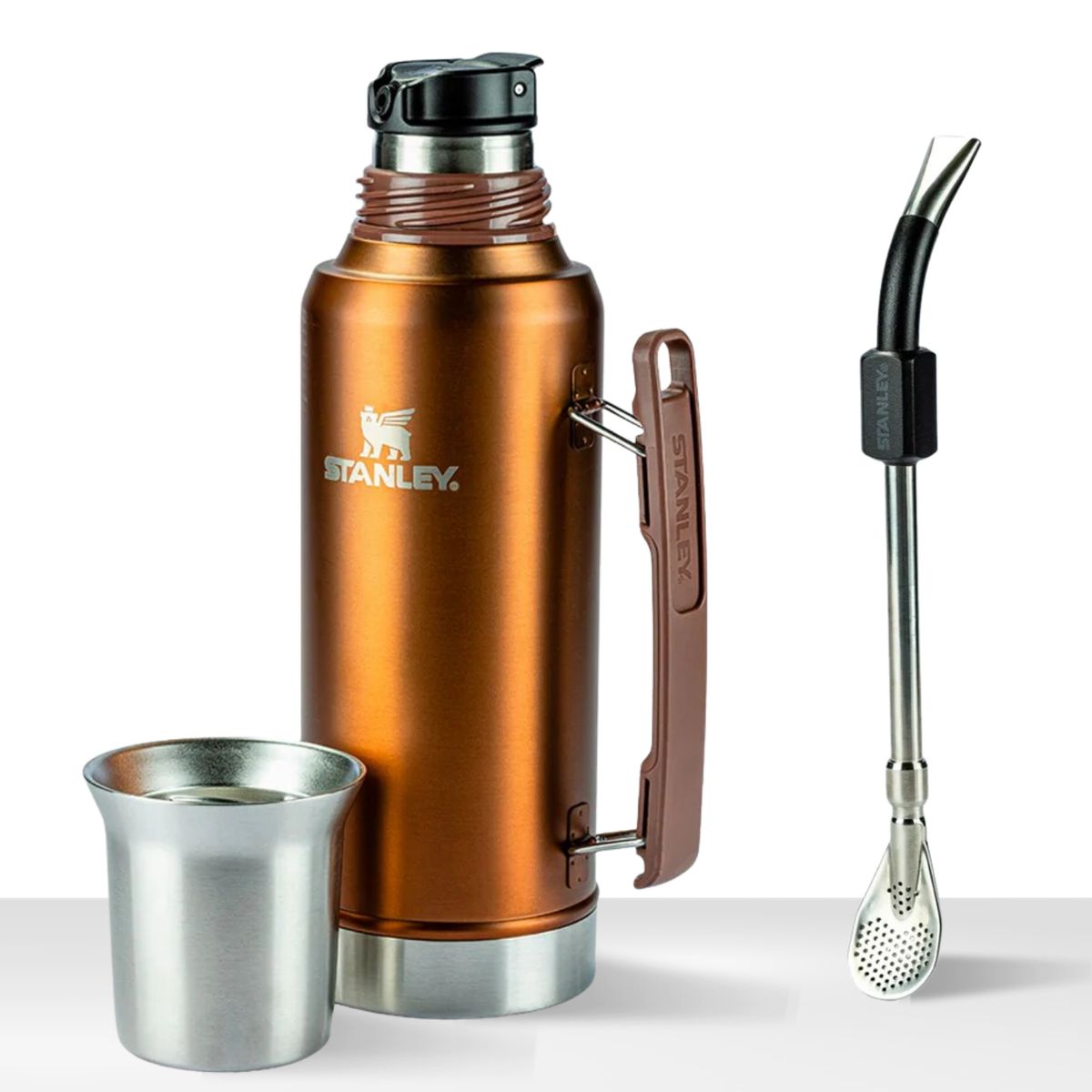 STANLEY - Termo de Bebida Mate System Dorado Stanley 1.2l + Bombilla Negro