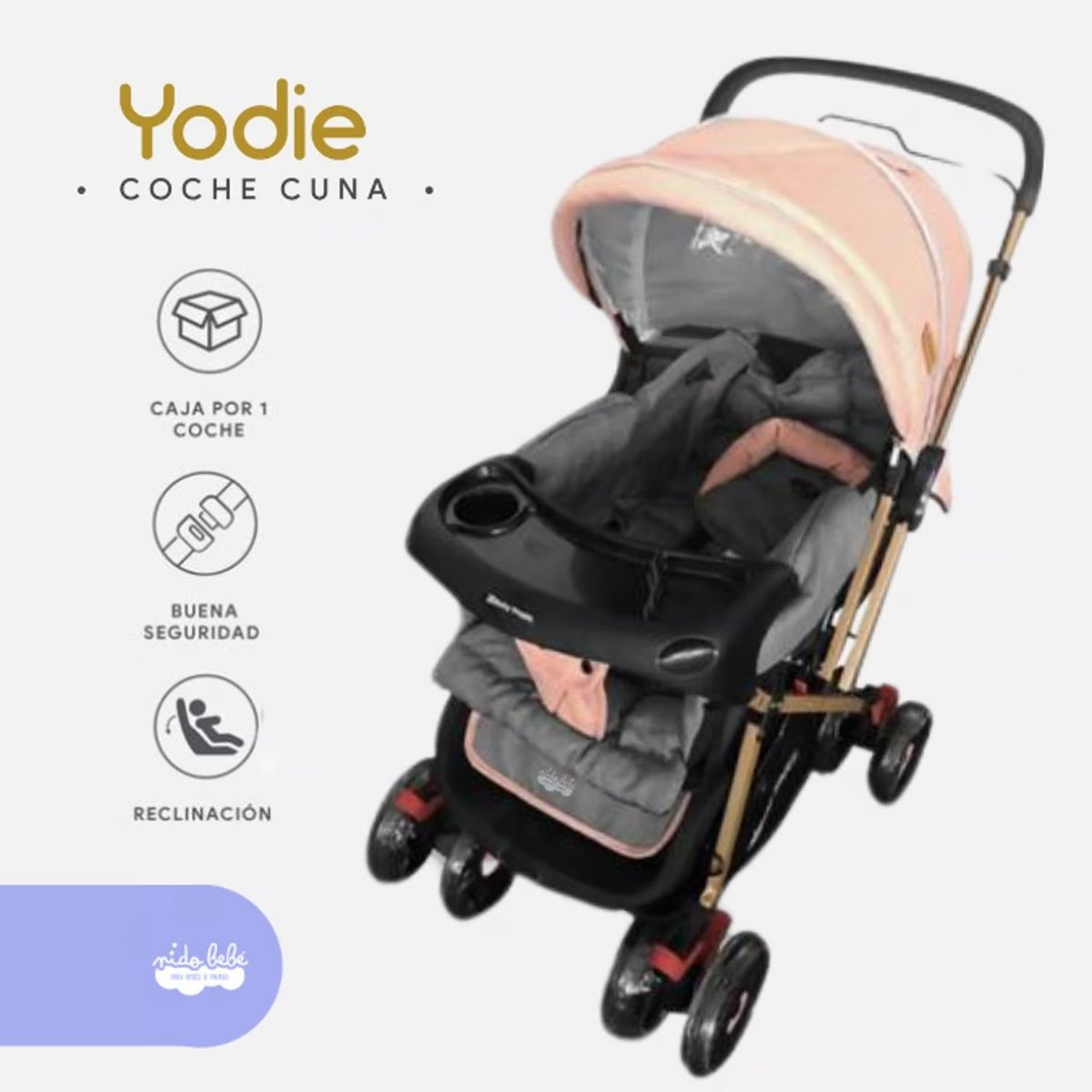 BABY HAPPY - Coche Cuna Doble Acolchado FK-504 Yodie
