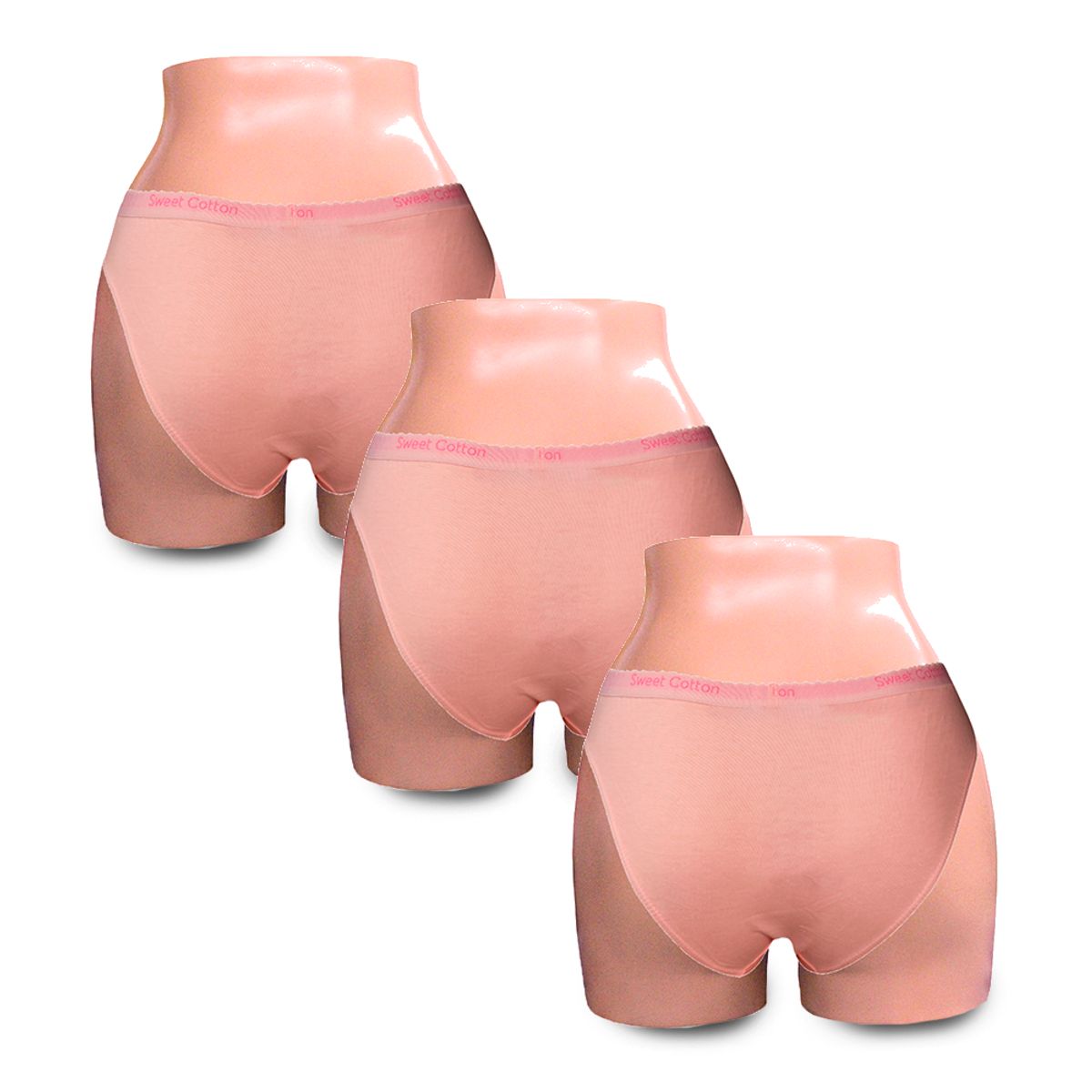 SWEET COTTON - Pack x3 Bikini Sweet Cotton Palo Rosa