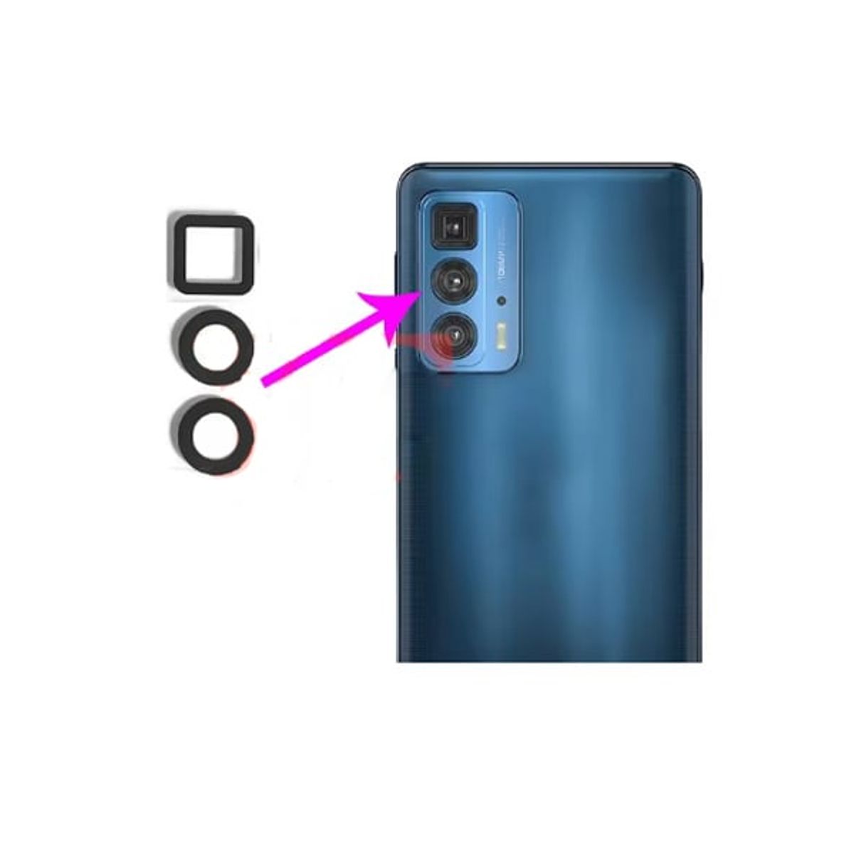 GENERICO - Repuesto lente Vidrio de cámara Moto Edge 20 Pro