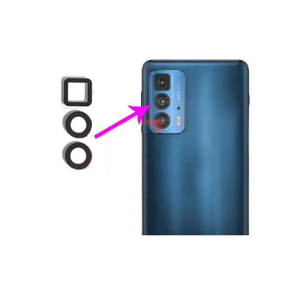 GENERICO - Repuesto lente Vidrio de cámara Moto Edge 20 Pro