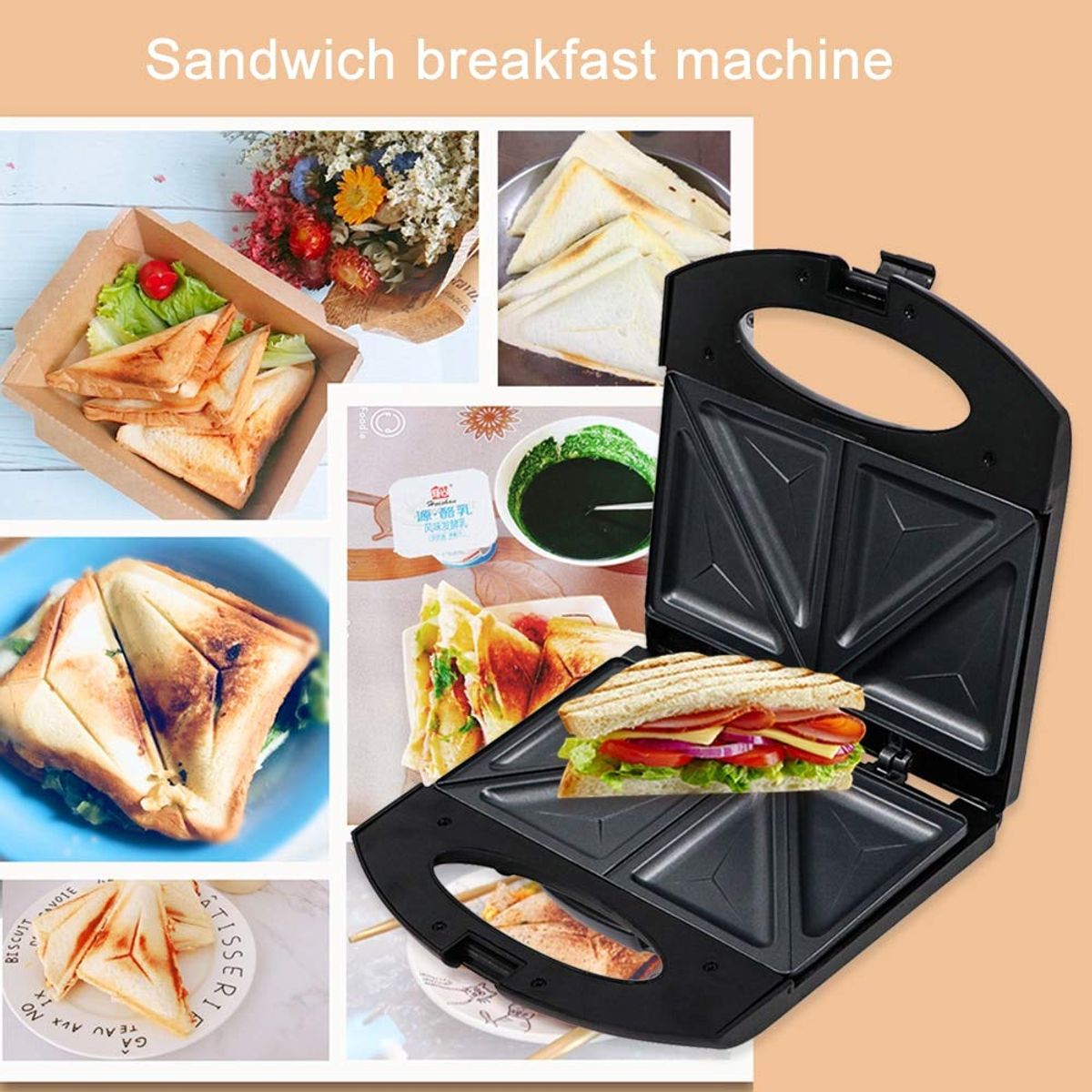 OEM - Sandwichera Antiadherente 750W Waflera Tostadora