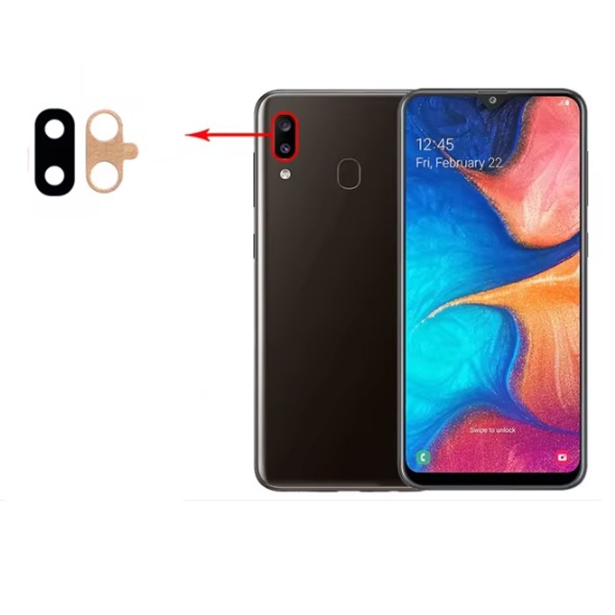 GENERICO - Repuesto lente Vidrio de cámara Samsung A20