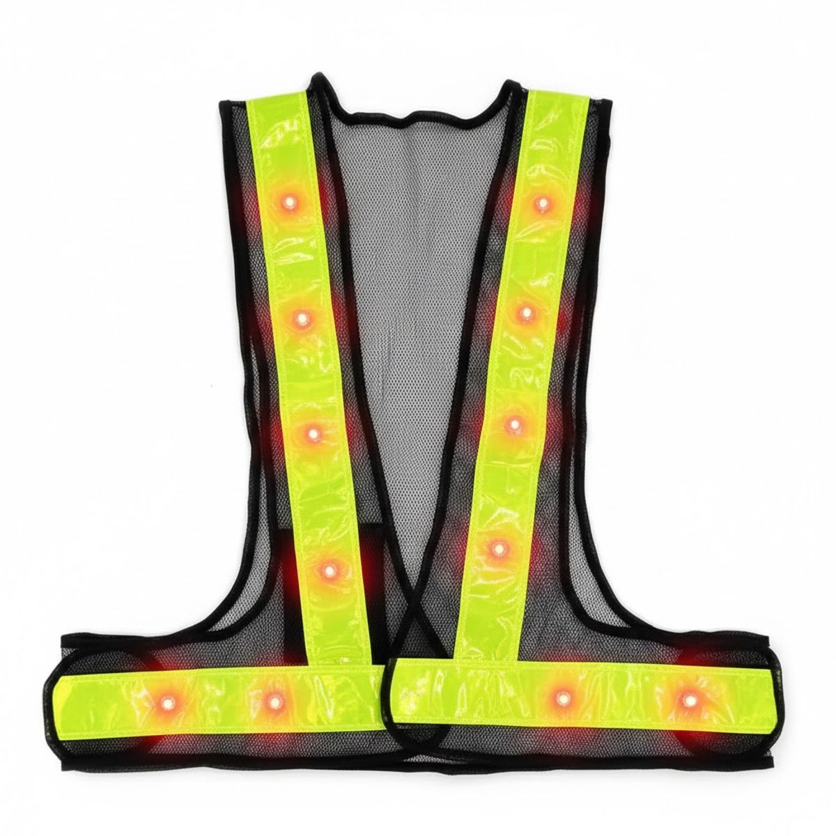 GENERICO - CHALECO DE SEGURIDAD CON LED INTEGRADO Y CINTAS REFLECTIVA FLUORESCENTE