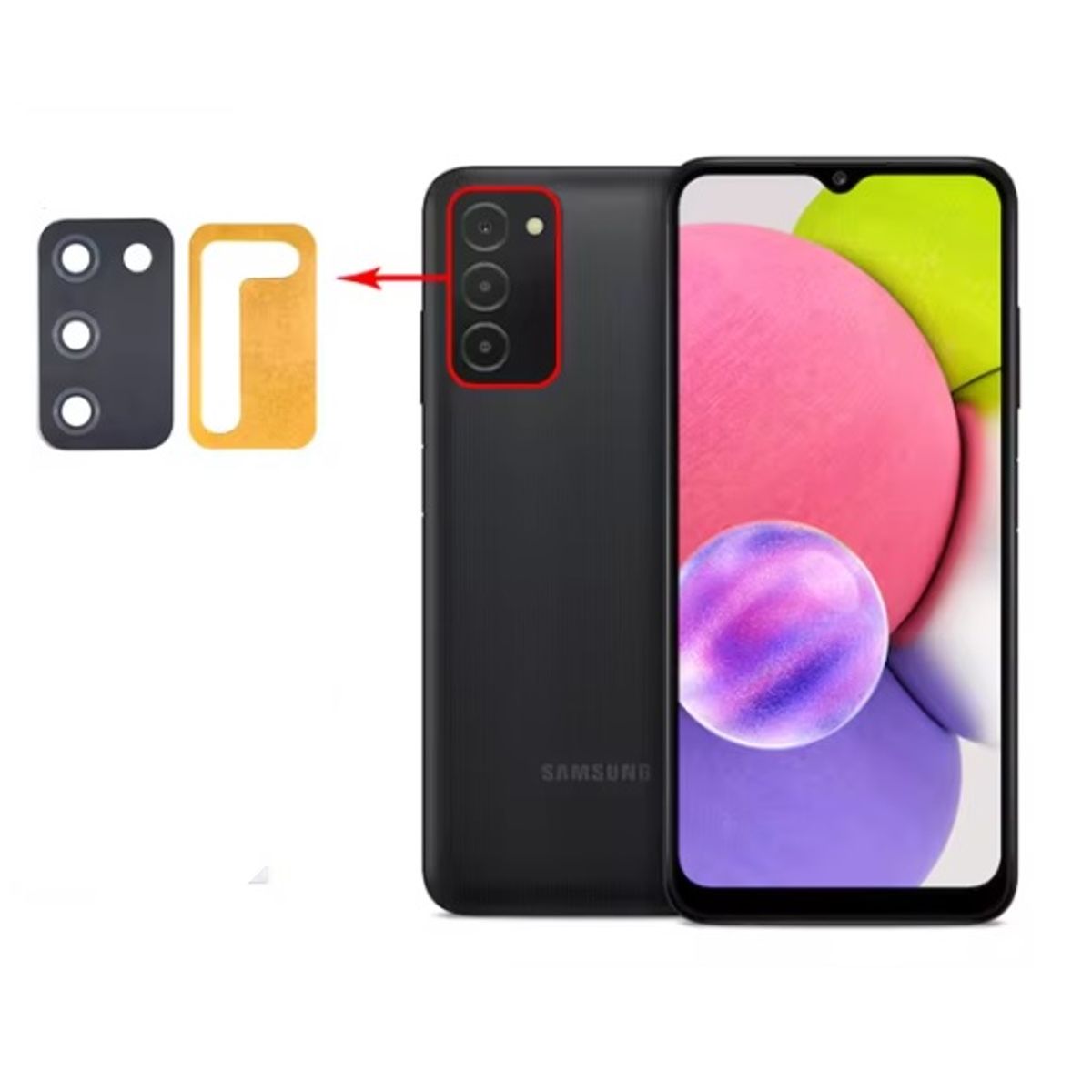 GENERICO - Repuesto lente Vidrio de cámara Samsung A03S