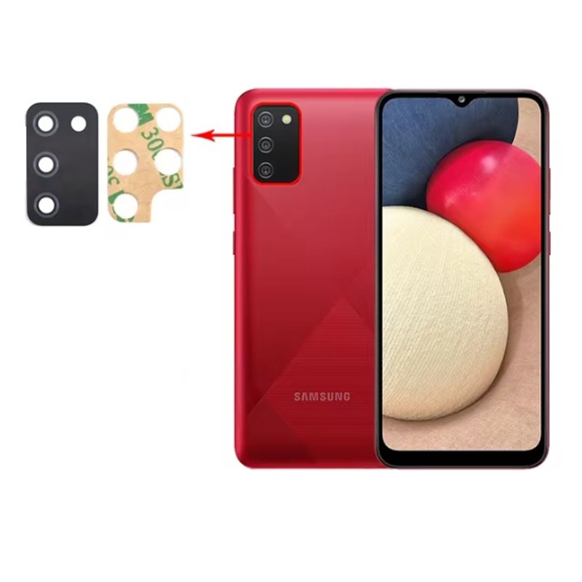 GENERICO - Repuesto lente Vidrio de cámara Samsung A02S