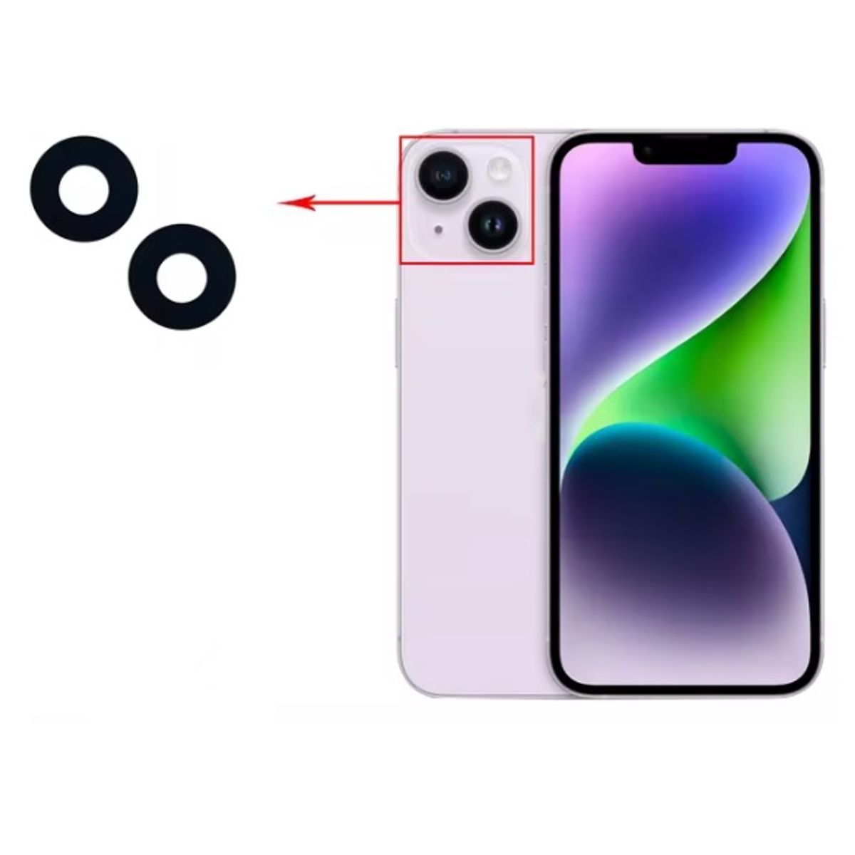 GENERICO - Repuesto lente Vidrio de cámara iPhone 14