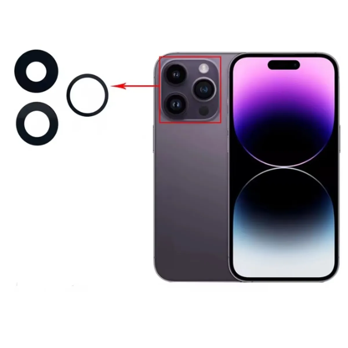 GENERICO - Repuesto lente Vidrio de cámara iPhone 14 Pro Max
