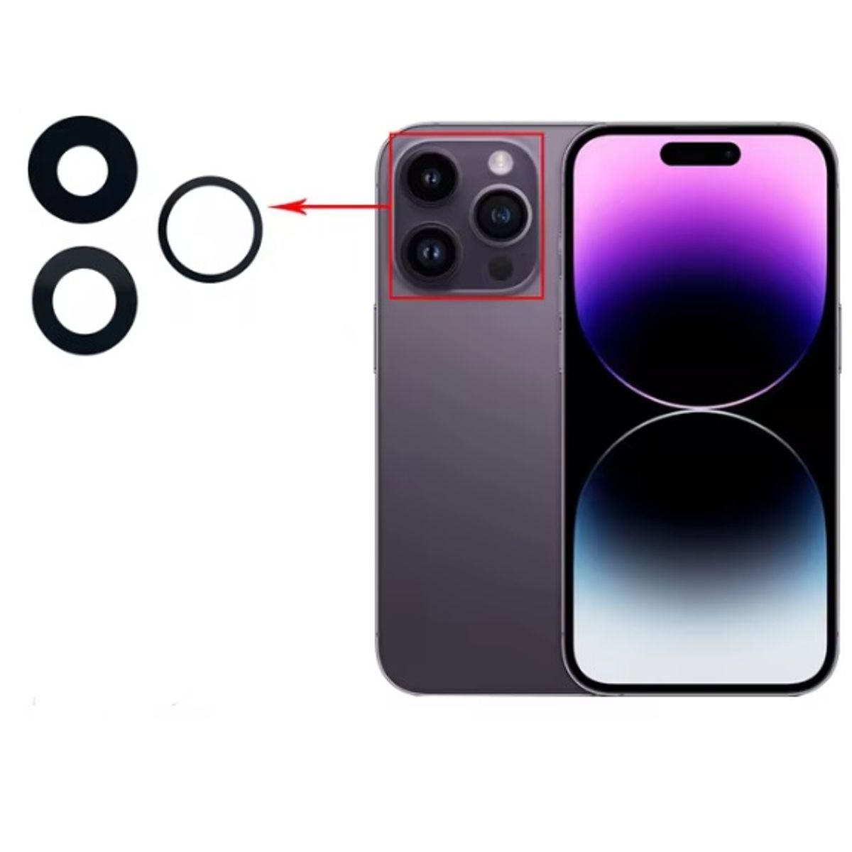 GENERICO - Repuesto lente Vidrio de cámara iPhone 15 Pro