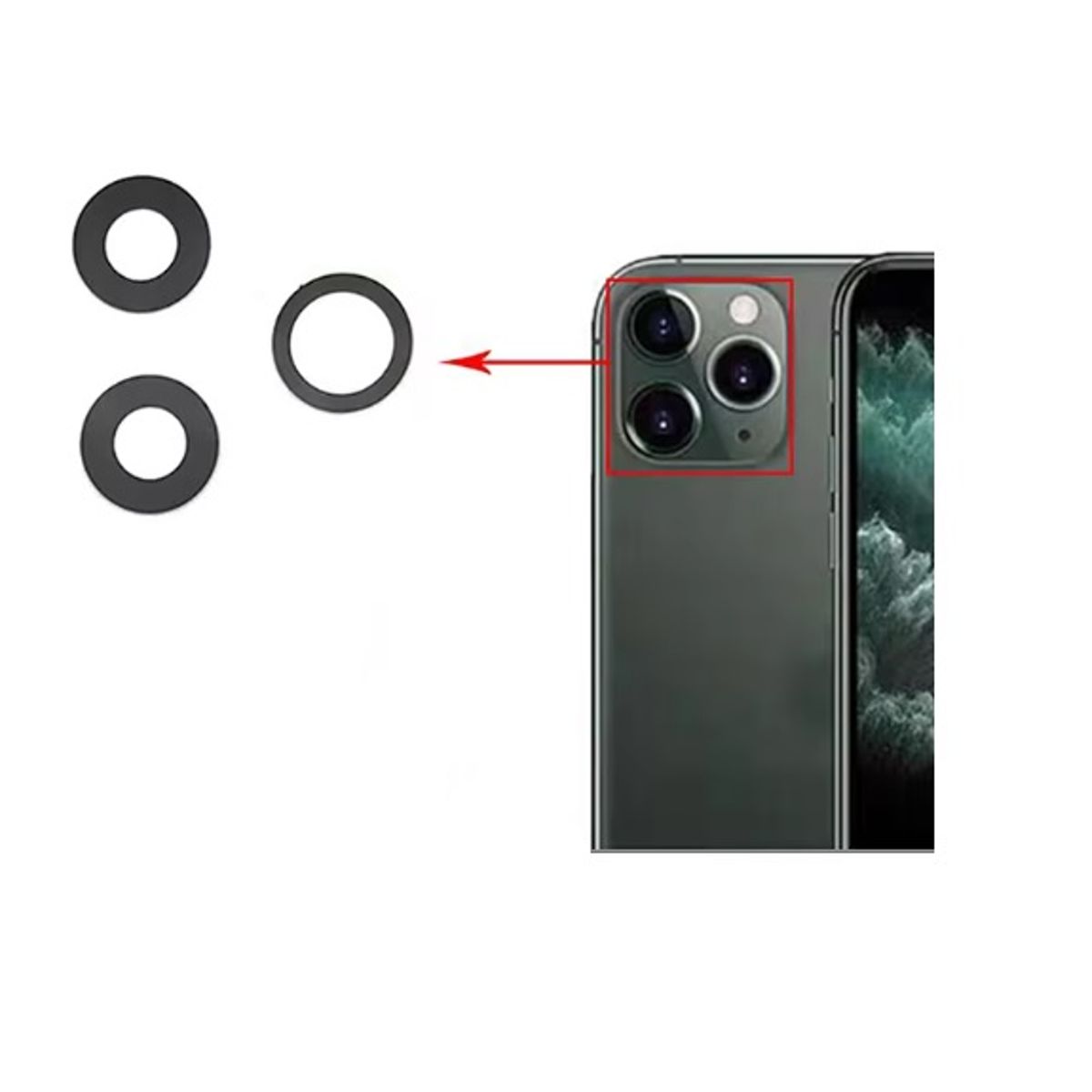 GENERICO - Repuesto lente Vidrio de cámara iPhone 11 Pro