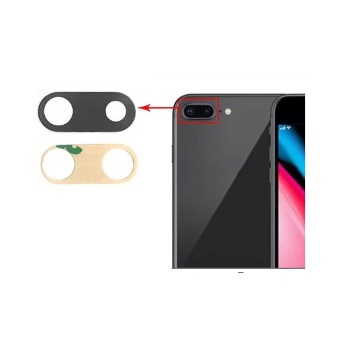 GENERICO - Repuesto lente Vidrio de cámara iPhone 8 Plus