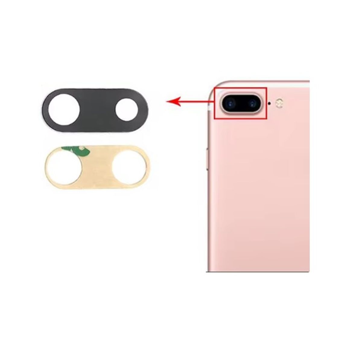 GENERICO - Repuesto lente Vidrio de cámara iPhone 7 Plus