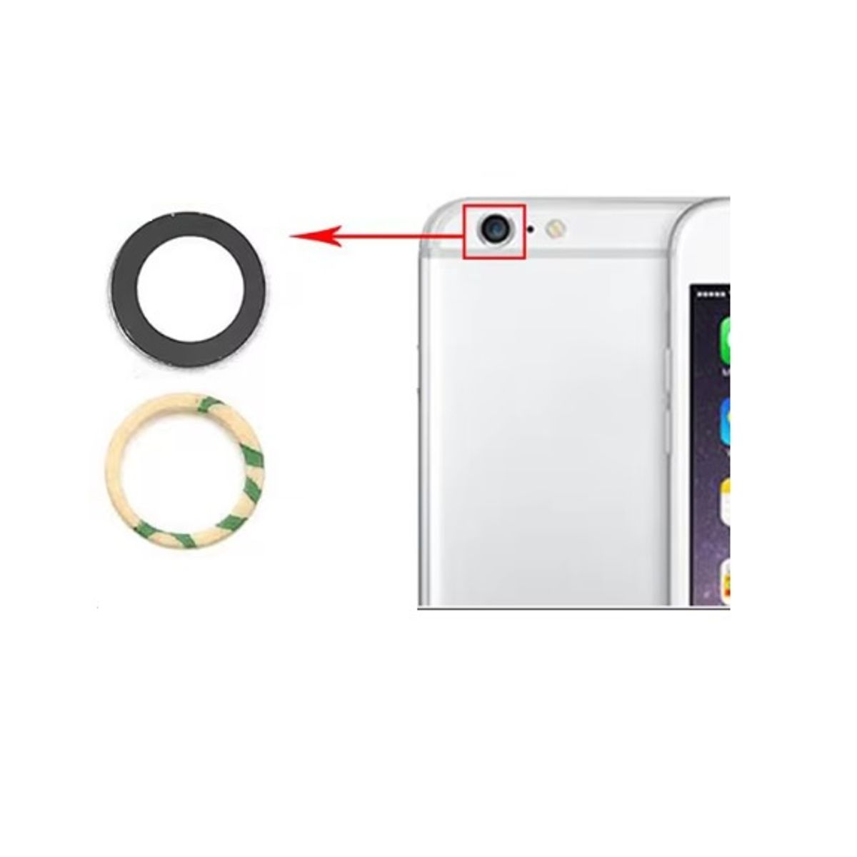 GENERICO - Repuesto lente Vidrio de cámara iPhone 6 y 6S