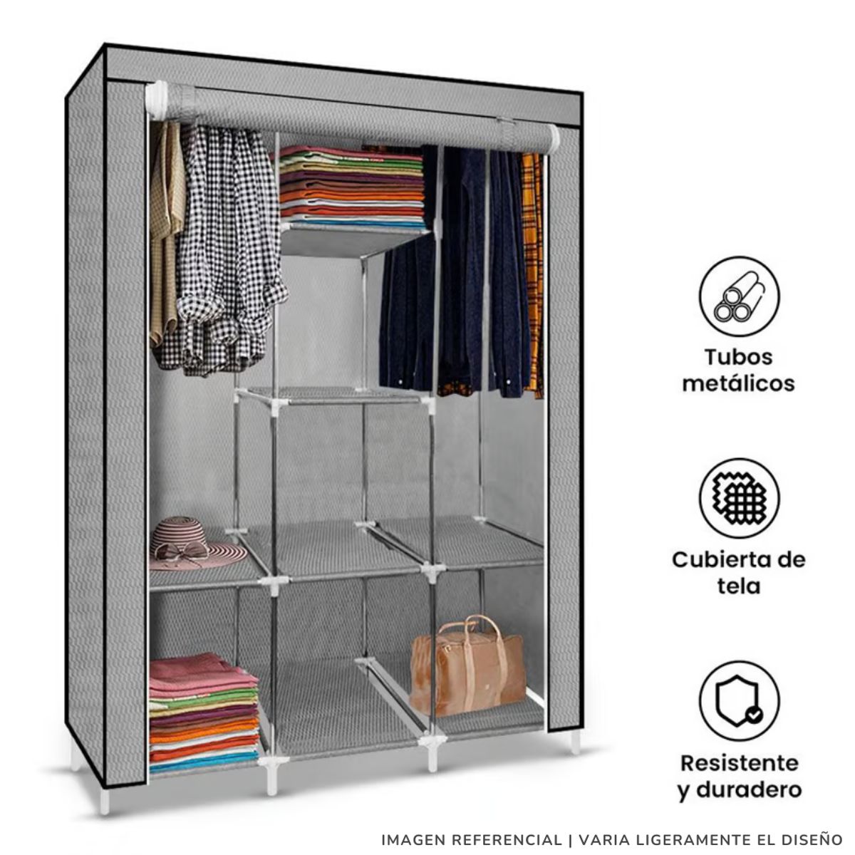 INSPIRA MARKET - Ropero armable de 3 cuerpos de tela