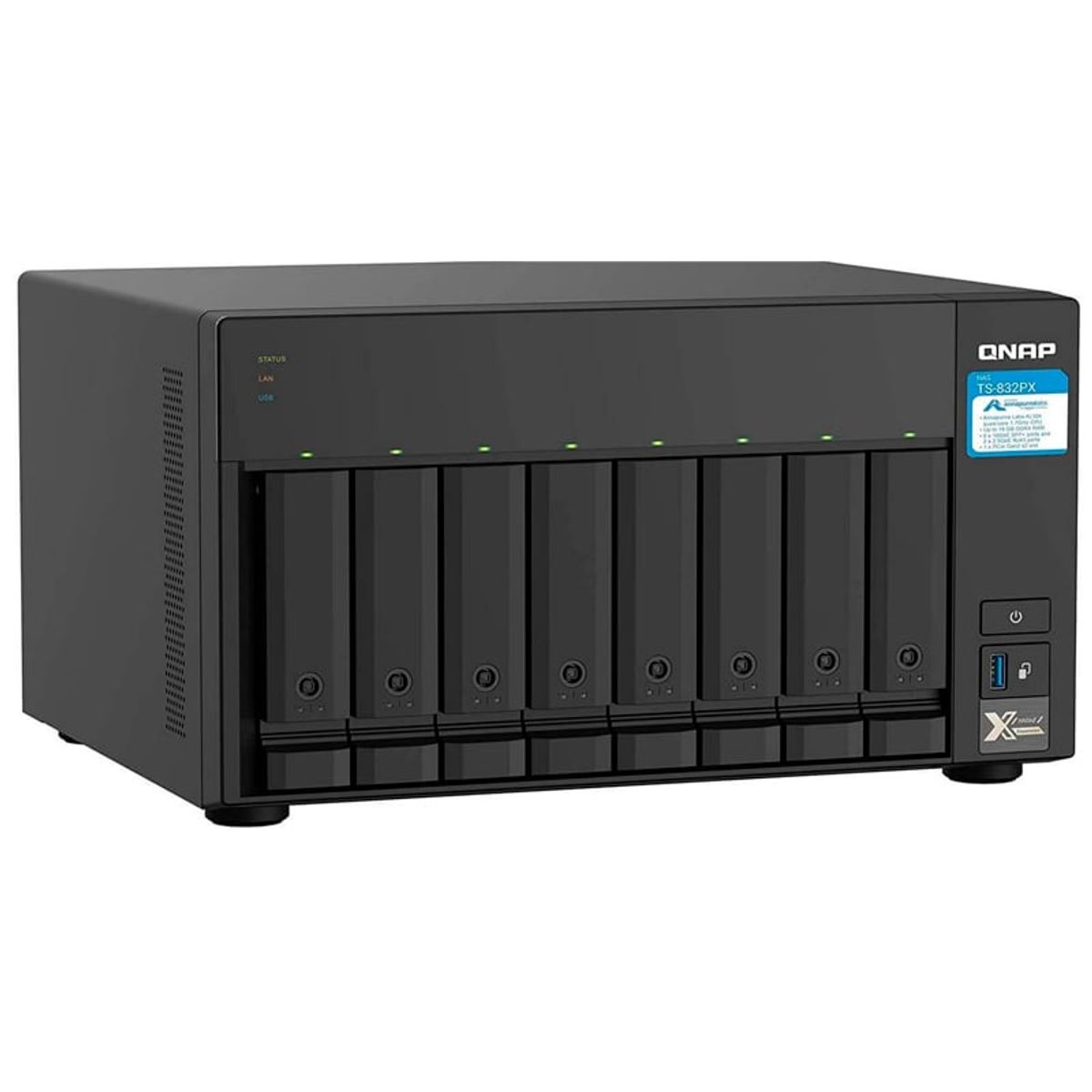 QNAP - Servidor NAS QNAP TS-832PX-4G ARM Cortex-A57 4C 1 7GHz 4GB DDR4 8x3 5 SATA