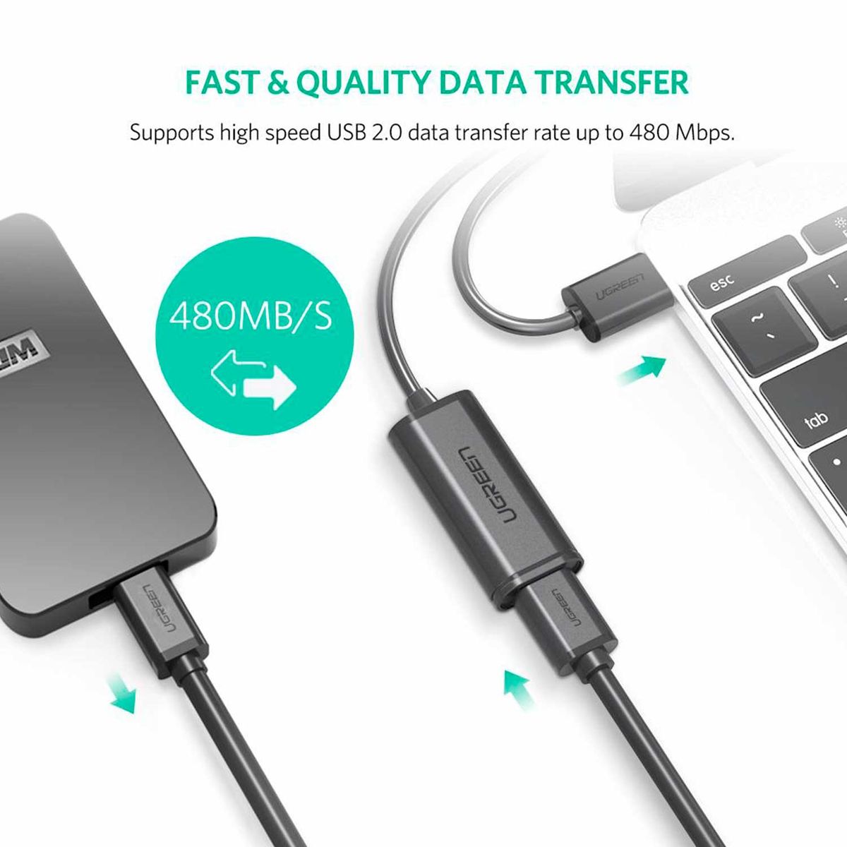 UGREEN - Cable Ugreen de Extension USB 2.0 Macho a Hembra Con Chipset 5M 10319