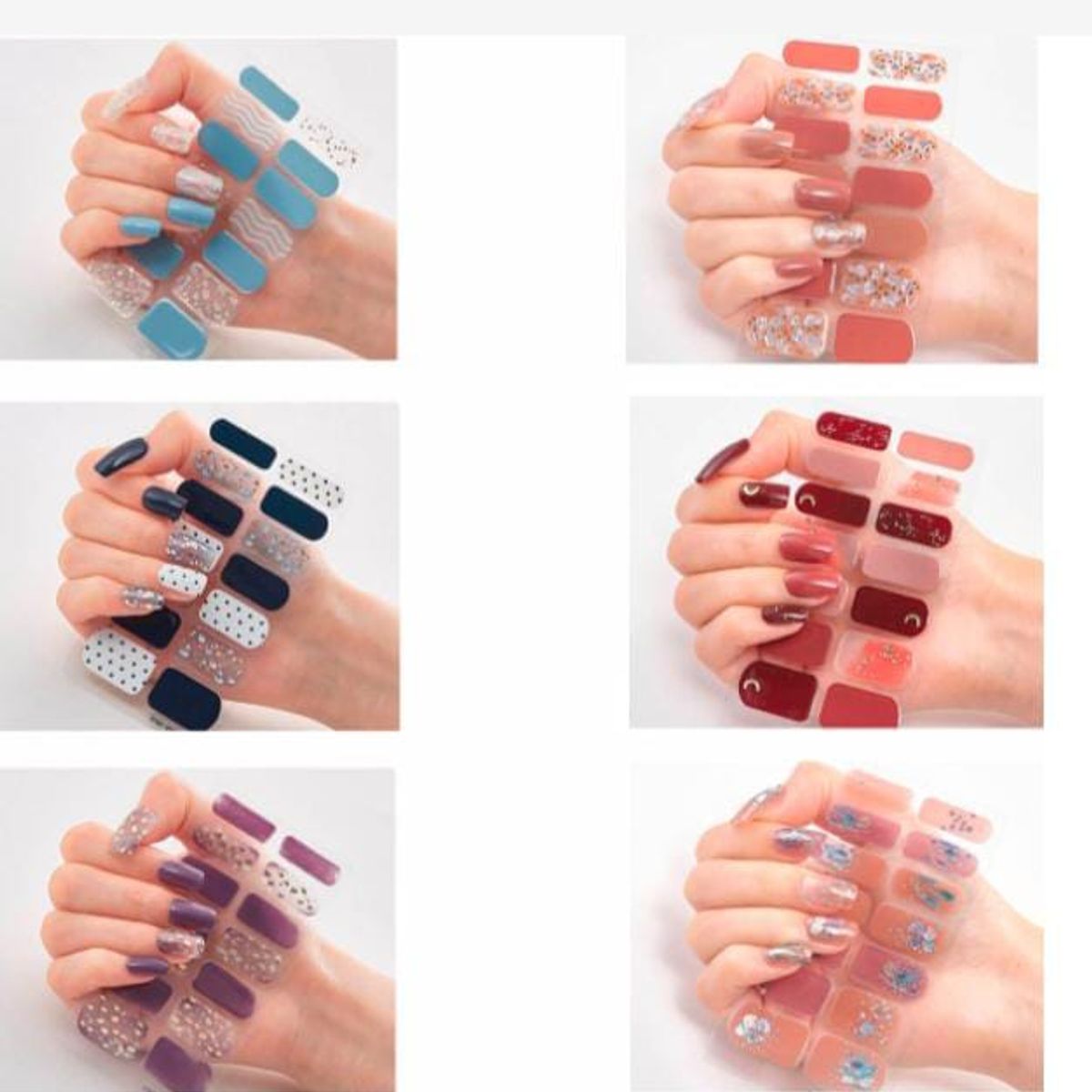 GENERICO - Pack 16 Pegatinas de Uñas en 5 Tonos Diferentes