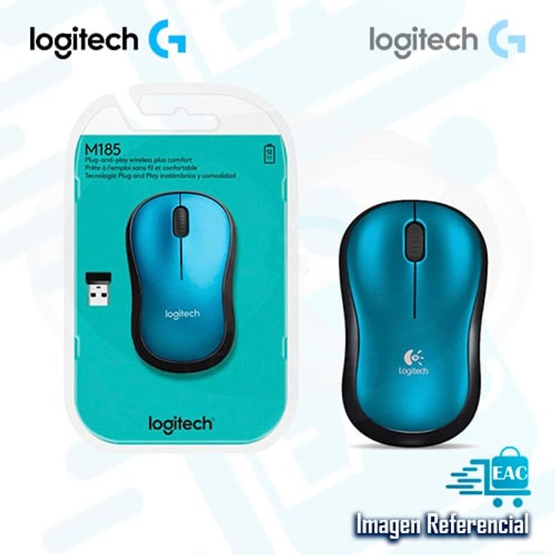 LOGITECH - MOUSE LOGITECH M185 WIRELESS BLUE P/N: 910-003636