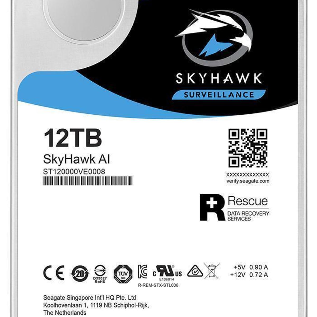 SEAGATE - Disco duro Seagate SkyHawk AI ST12000VE001 12TB SATA 6Gbs 256MB 3 5