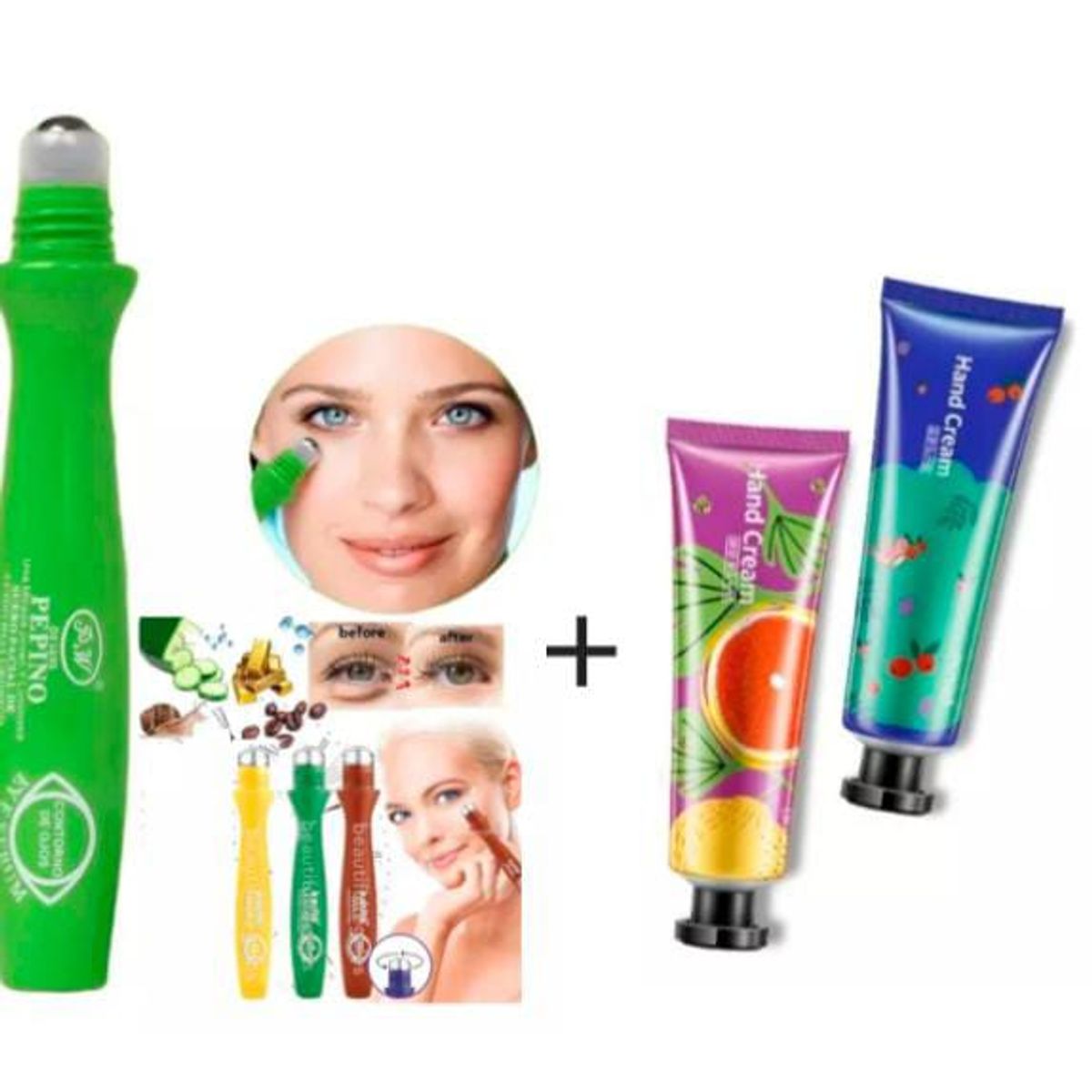 GENERICO - JERO ANTIAGE PARA OJOS CON RODILLO MASAJEADO 1+2 CREMAS MANOS