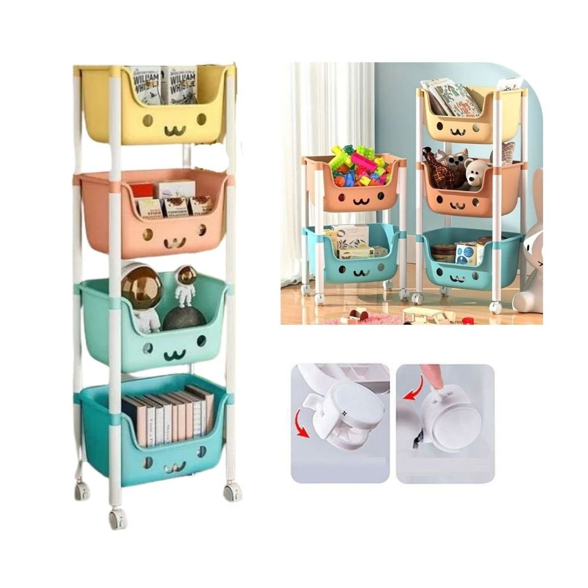 GENERICO - Organizador Estante Multifuncional 4 Niveles Kawaii