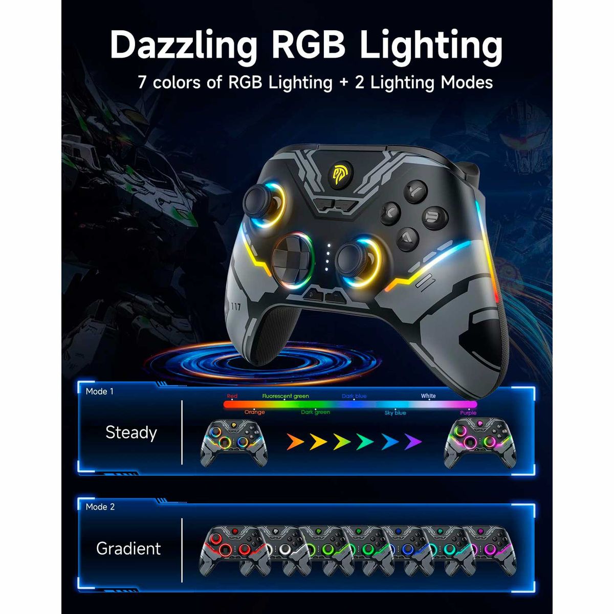 GENERICO - Mando Inalambrico Easysmx X15 Mecha rgb Wireless Bt Usb-C