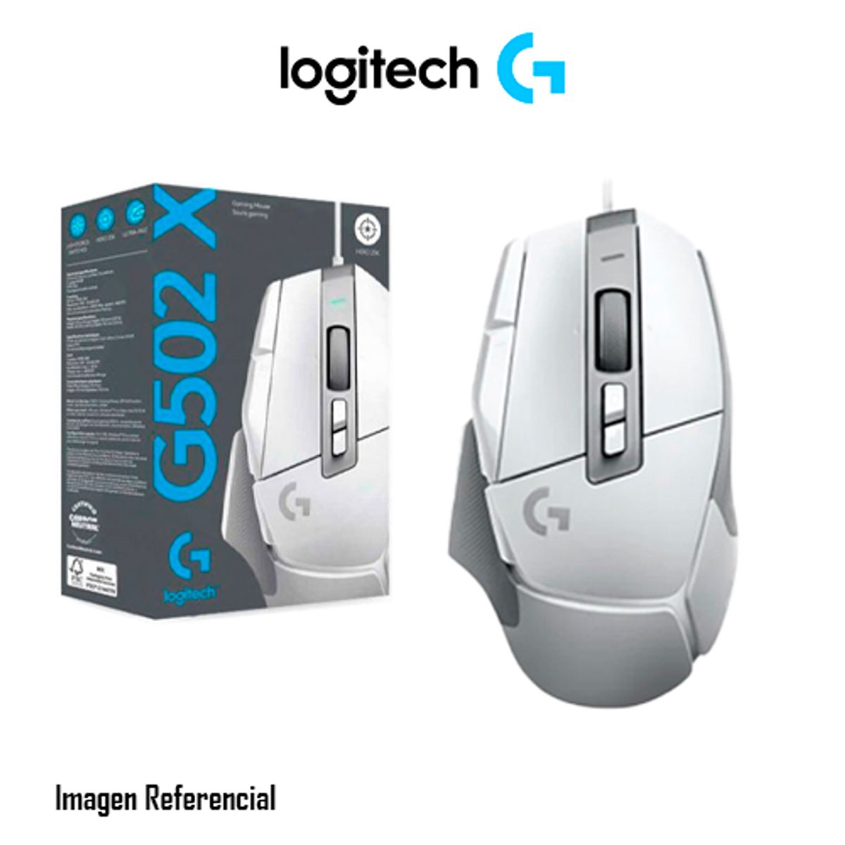 LOGITECH - MOUSE LOGITECH G502 X HERO 25K DPI LIGHTFORCE WHITE P/N: 910-006144