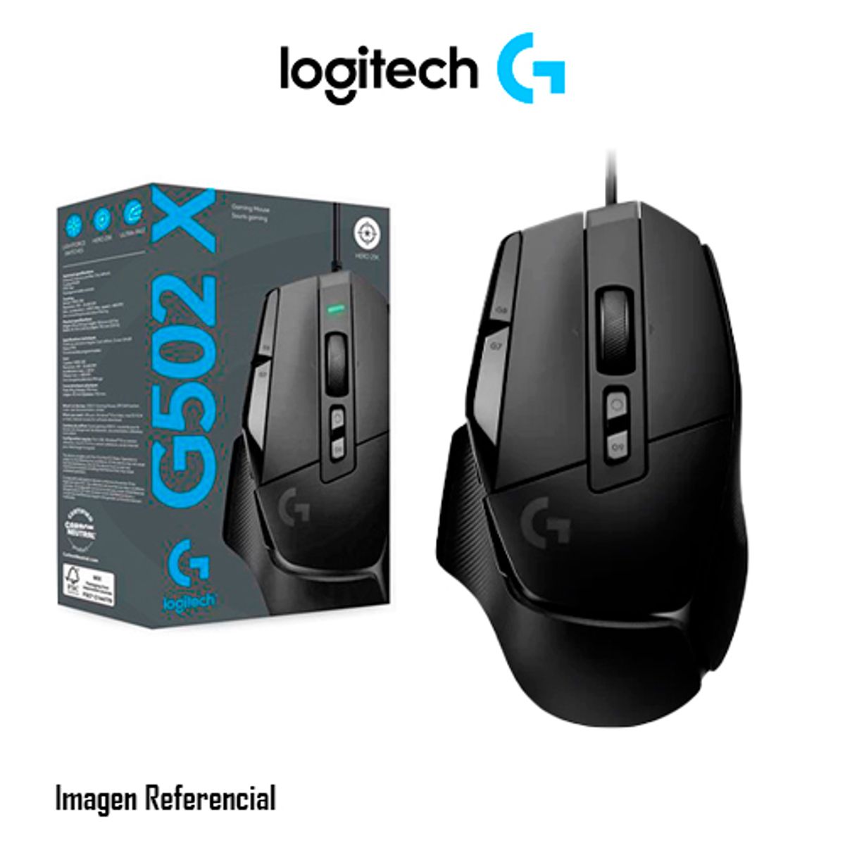 LOGITECH - MOUSE LOGITECH G502 X HERO USB 25K DPI LIGHTFORCE BLACK P/N: 910-006136
