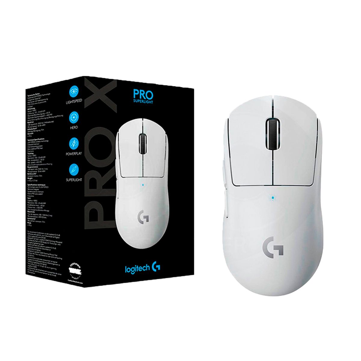 LOGITECH - MOUSE LOGITECH G PRO X SUPERLIGHT WIRELESS 25K WHITE P/N: 910-005940
