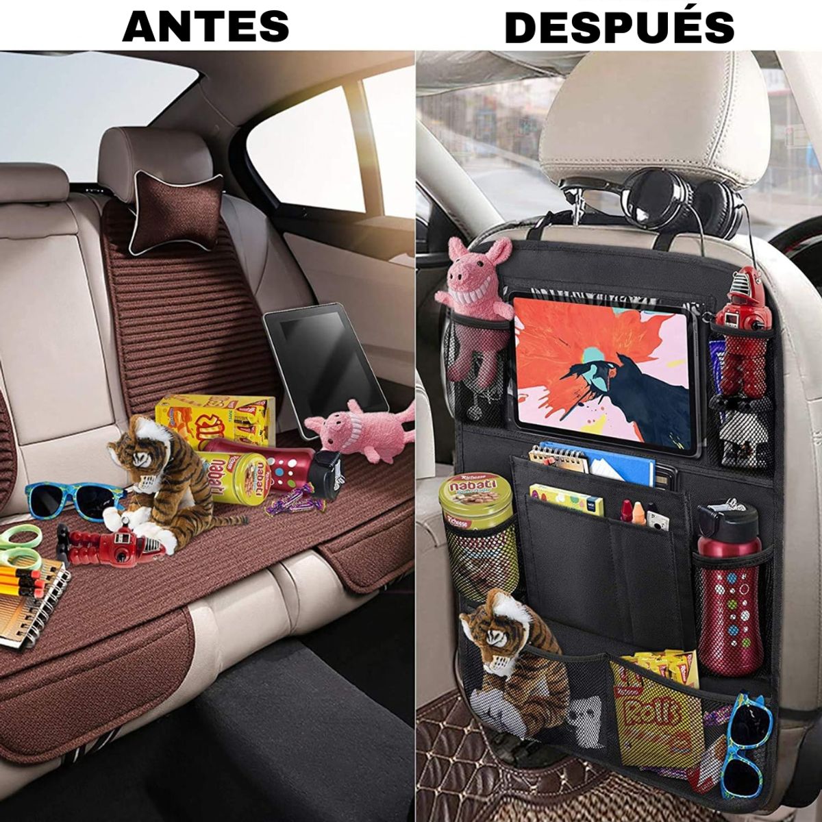 CARJOLLITY - 2 Organizador Protector de Asiento trasero iPad Tablet Auto
