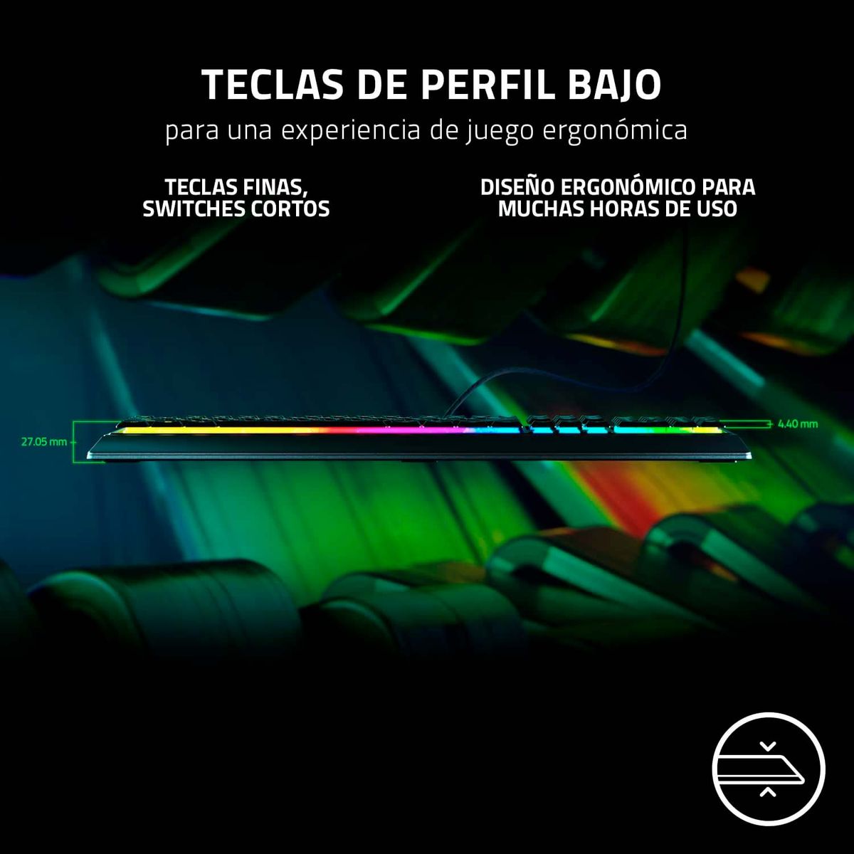 RAZER - Teclado Gamer Razer Ornata V3 Mecha Membrane Low Profile Sp Black