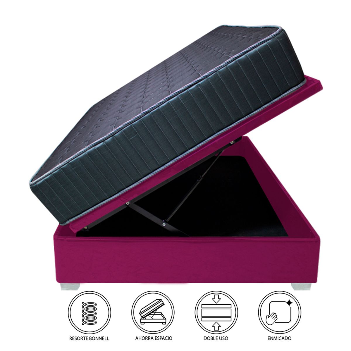 BARAKA HOME - Cama Box Espacio Trento Dual Rest 1.5 plz - Purpura