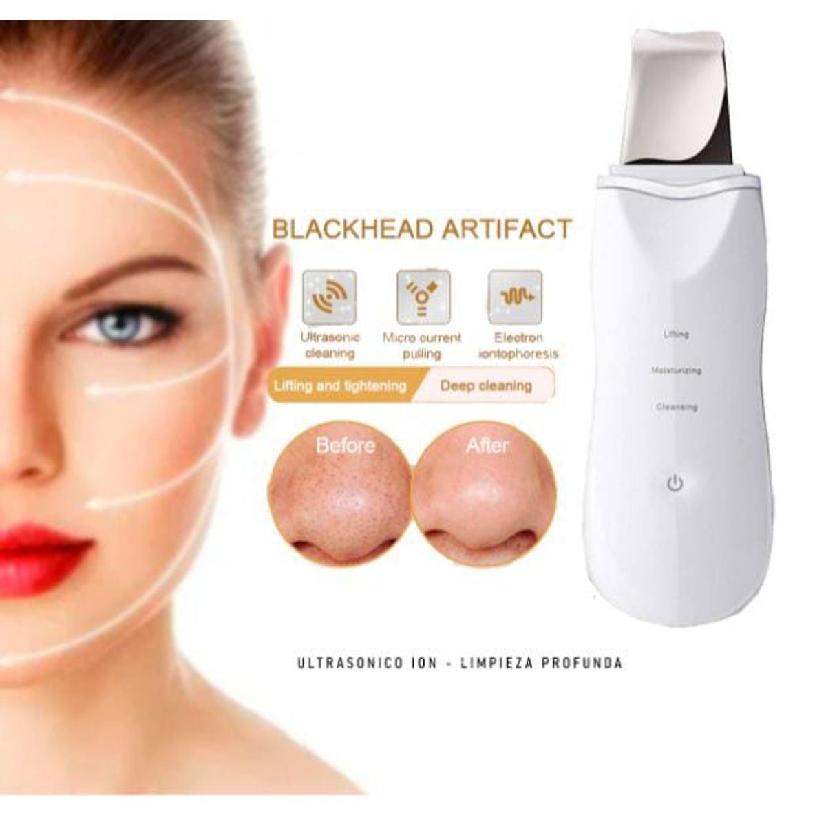 GENERICO - Limpiador Ultrasónico Facial Espátula Lifting Limpieza Profunda