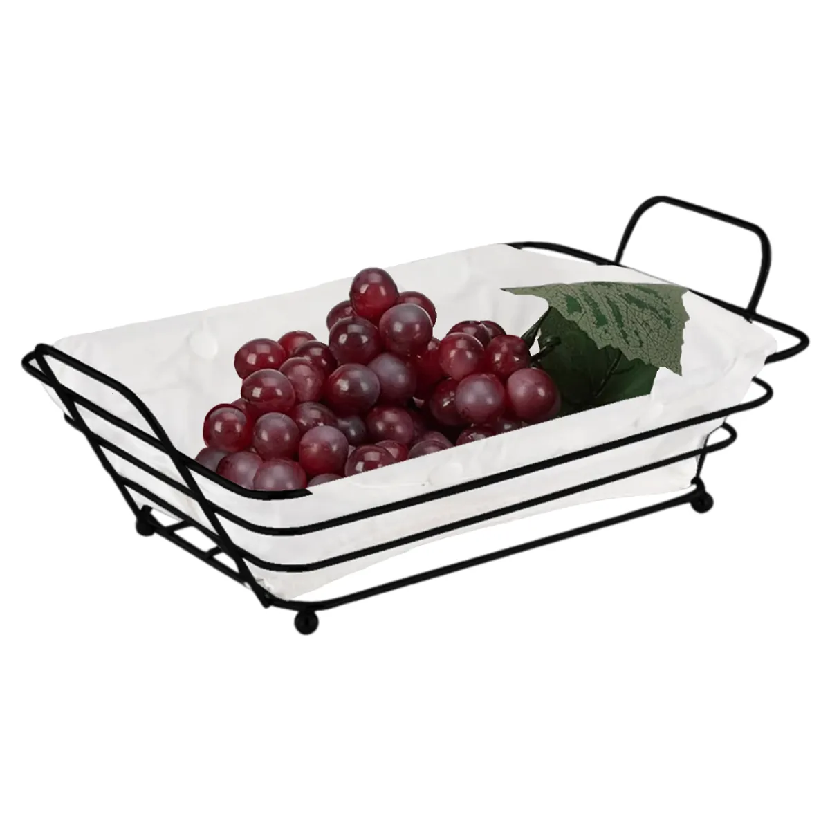 INSPIRA - Panera Rectangular de Metal y Tela Cesta Pequeña