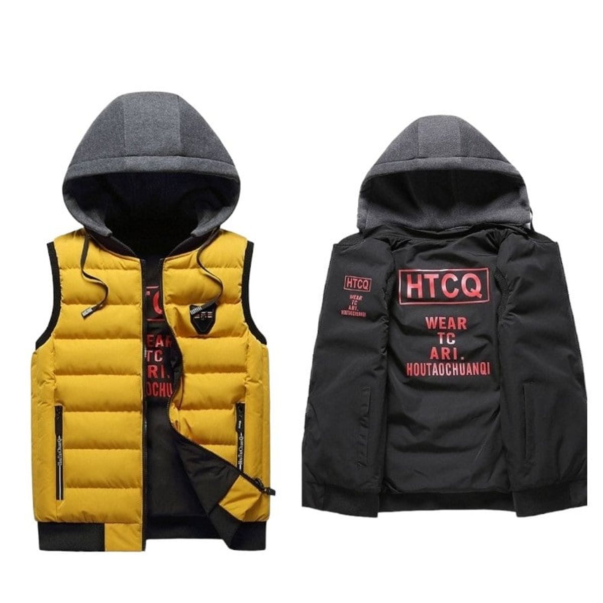 GENERICO - CHALECO REVERSIBLE SLIMFIT CON CAPUCHA  DESMONTABLE