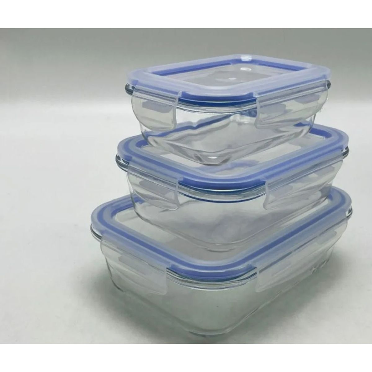 GENERICO - JUEGO DE TAPER 3 PIEZAS DE VIDRIO