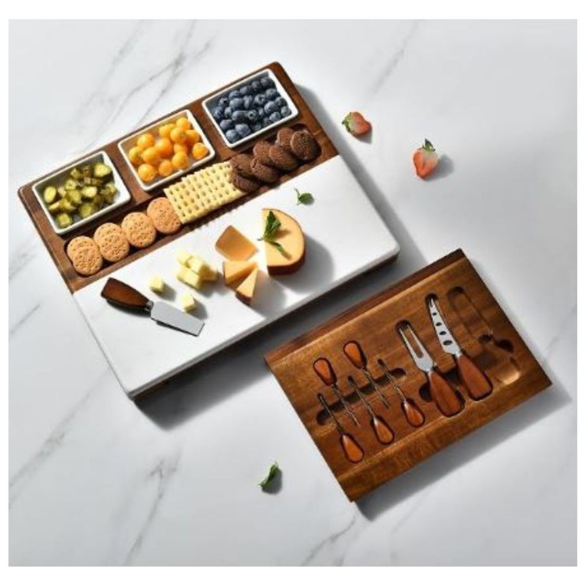 GENERICO - Set Lux Grande Charcuteria 2 pc Mármol & Madera