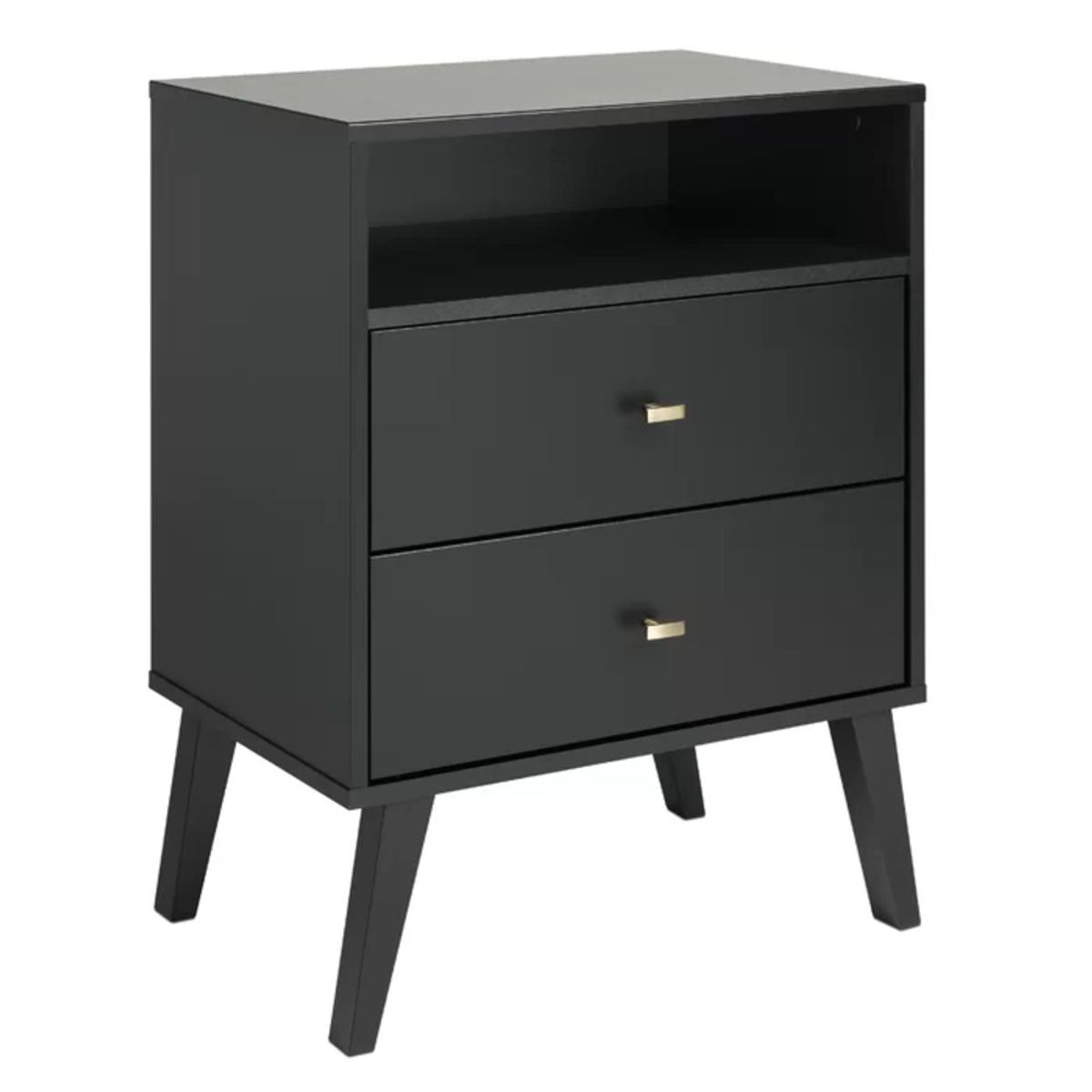 TU MESITA - Velador Mesa de Noche Amauta color Negro 2 cajones TU MESITA