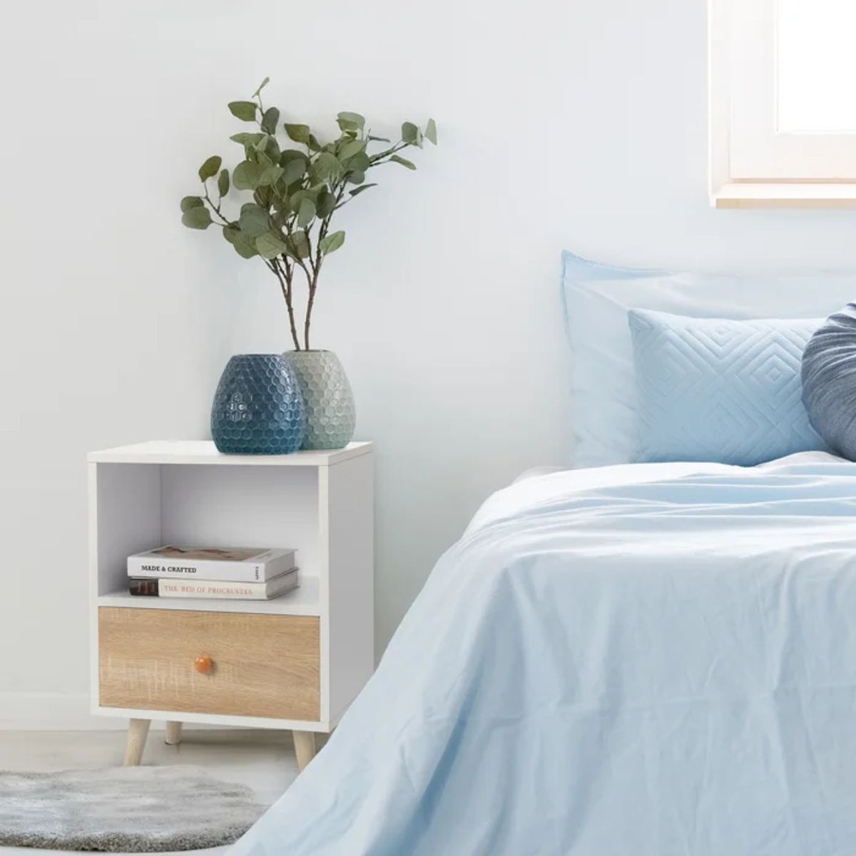 TU MESITA - Velador Mesa de Noche Delta color BlancoDuna 1 cajón TU MESITA