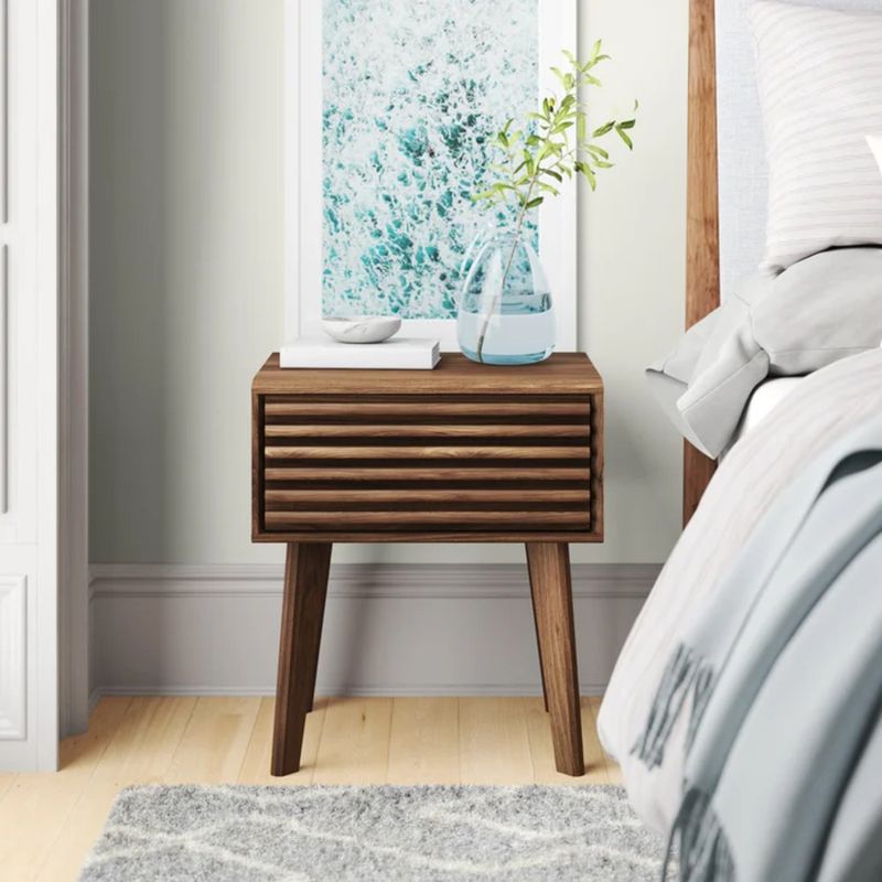TU MESITA - Mesa de Noche Velador Moderno Nicole color Marrón 1 cajón TU MESITA