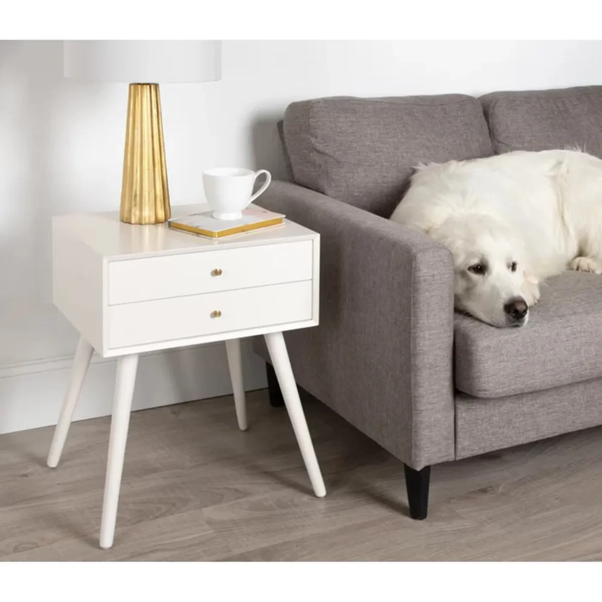 TU MESITA - Velador Mesa de Noche Nora color Blanco 1 cajón TU MESITA