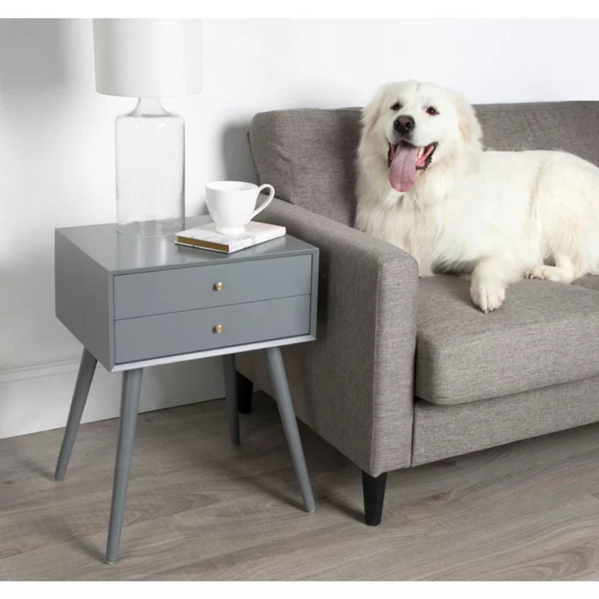 TU MESITA - Velador Mesa de Noche Nora color Gris 1 cajón TU MESITA